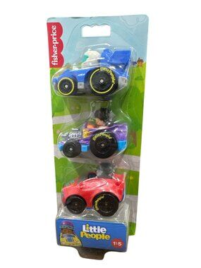 Fisher-Price Little People Wheelies 3-Pack Race Cars For Ages 1.5-5 Years